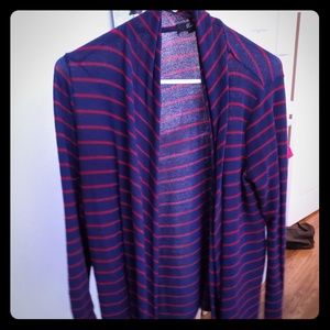 Blue and red cardigan